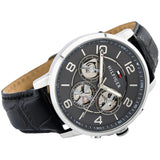 Tommy Hilfiger Keagan Quartz Grey Dial Black Leather Strap Watch for Men - 1791289 Authentic Buy Shop Now