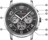 Tommy Hilfiger Keagan Quartz Grey Dial Black Leather Strap Watch for Men - 1791289 Authentic Buy Shop Now