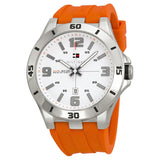 Tommy Hilfiger Analog White Dial Orange Rubber Strap Watch for Men - 1791063 Authentic Buy Shop Now