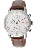 Tommy Hilfiger Kane Chronograph White Dial Brown Leather Strap Watch for Men - 1791400 Authentic Buy Shop Now