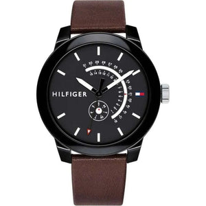 Tommy Hilfiger Denim Black Dial Brown Leather Strap Watch for Men - 1791478 Authentic Buy Shop Now