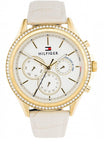 Tommy Hilfiger Ari Diamonds White Dial Cream Leather Strap Watch for Women - 1781982 Authentic Buy Shop Now