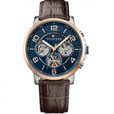 Tommy Hilfiger Keagan Chronograph Blue Dial Brown Leather Strap Watch for Men - 1791290 Authentic Buy Shop Now