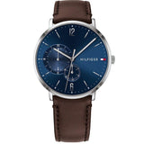 Tommy Hilfiger Cooper Blue Dial Brown Leather Strap Watch for Men - 1791508 Authentic Buy Shop Now