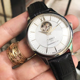 Tissot T Classic Tradition Powermatic 80 Open Heart Silver Dial Brown Leather Strap Watch for Men - T063.907.16.038.00 Authentic Buy Shop Now