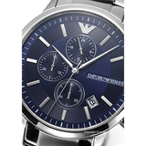 Emporio Armani Renato Chronograph Blue Dial Silver Steel Strap Watch For Men - AR11164 Authentic Buy Shop Now