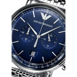 Emporio Armani Aviator Chronograph Blue Dial Silver Steel Strap Watch For Men - AR11238 Authentic Buy Shop Now