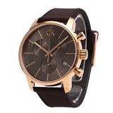 Calvin Klein City Chronograph Grey Dial Brown Leather Strap Watch for Men - K2G276G3 Authentic Buy Shop Now
