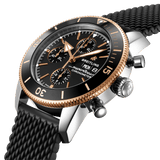 Breitling Superocean Heritage Chronograph 44 Black Dial Black Mesh Bracelet Watch for Men - U13313121B1S1 Authentic Buy Shop Now