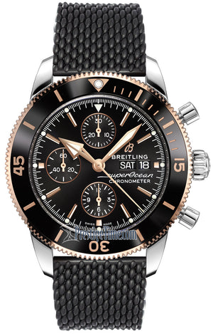 Breitling Superocean Heritage Chronograph 44 Black Dial Black Mesh Bracelet Watch for Men - U13313121B1S1 Authentic Buy Shop Now