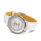 Breitling Navitimer Automatic 35 Mother of Pearl Dial White Leather Strap Watch for Women - U17395211A1P3 Authentic Buy Shop Now