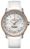 Breitling Navitimer Automatic 35 Mother of Pearl Dial White Leather Strap Watch for Women - U17395211A1P3 Authentic Buy Shop Now