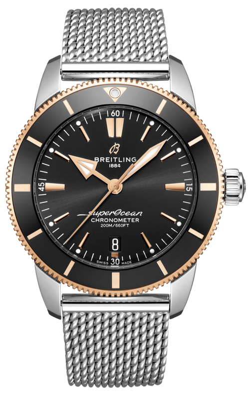 Breitling Superocean Heritage B20 Automatic 44 Black Dial Silver Mesh Bracelet Watch for Men - UB2030121B1A1 Authentic Buy Shop Now