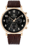Tommy Hilfiger Daniel Black Dial Brown Leather Strap Watch for Men - 1710379 Authentic Buy Shop Now