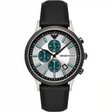 Emporio Armani Renato Chronograph Silver Dial Black Leather Strap Watch for Men - AR11473 Authentic Buy Shop Now