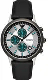 Emporio Armani Renato Chronograph Silver Dial Black Leather Strap Watch for Men - AR11473 Authentic Buy Shop Now