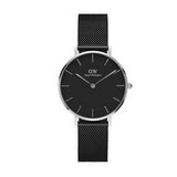 Daniel Wellington Petite Ashfield Black Dial Black Mesh Strap Watch For Women - DW00100202 Authentic Buy Shop Now