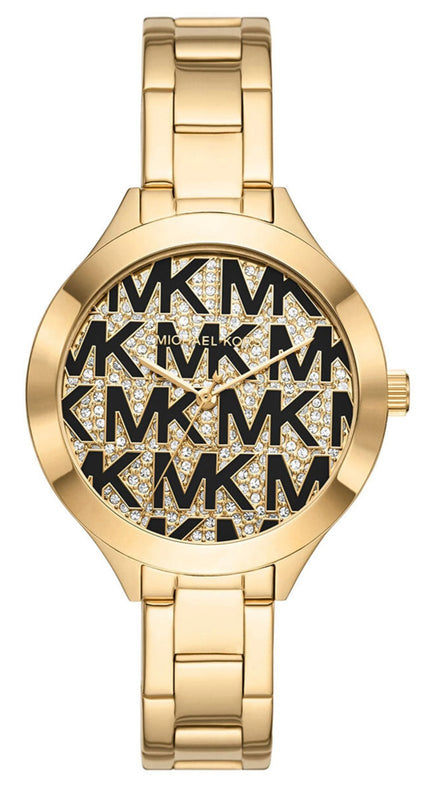 Michael Kors Slim Runway Crystals Gold Dial Gold Steel Strap Watch for Women - MK4659 Authentic Buy Shop Now