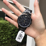 Emporio Armani Renato Chronograph Quartz Blue Dial Grey Steel Strap Watch For Men - AR2505 Authentic Buy Shop Now