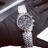 Michael Kors Runway Chronograph Black Dial Silver Steel Strap Watch For Women - MK5708 Authentic Buy Shop Now