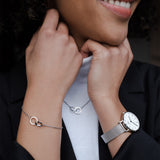 Daniel Wellington Petite Sterling White Dial Silver Mesh Bracelet Watch For Women - DW00100164 Authentic Buy Shop Now