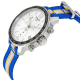 Tissot Quickster Chronograph NBA Golden State Warriors White Dial Two Tone NATO Strap Watch for Men - T095.417.17.037.15 Authentic Buy Shop Now