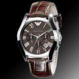 Emporio Armani Valente Chronograph Brown Dial Brown Leather Strap Watch For Men - AR0671 Authentic Buy Shop Now