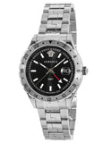 Versace Hellenyium GMT Black Dial Silver Steel Strap Watch for Men - V11020015 Authentic Buy Shop Now