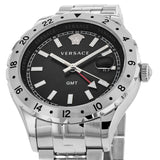 Versace Hellenyium GMT Black Dial Silver Steel Strap Watch for Men - V11020015 Authentic Buy Shop Now