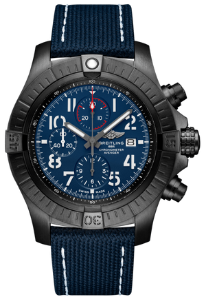 Breitling Super Avenger Chronograph 48 Night Mission Blue Dial Blue Leather Strap Watch for Men - V13375101C1X2 Authentic Buy Shop Now