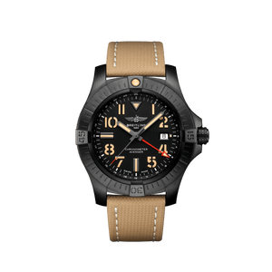 Breitling Avenger Automatic GMT 45 Black Dial Brown Nylon Strap Watch for Men - V32395101B1X1 Authentic Buy Shop Now