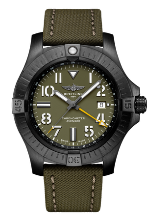 Breitling Avenger Automatic GMT 45 Night Mission Green Dial Green Nylon Strap Watch for Men - V323952A1L1X1 Authentic Buy Shop Now