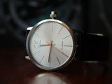 Calvin Klein Post Minimal Silver Dial Black Leather Strap Watch for Men - K7621192 Authentic Buy Shop Now