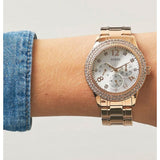 Guess Bedazzle Diamonds Silver Dial Rose Gold Steel Strap Watch For Women - W1097L3 Authentic Buy Shop Now