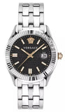 Versace Greca Time Quartz Black Dial Silver Steel Strap Watch For Men - VE3K00322 Authentic Buy Shop Now