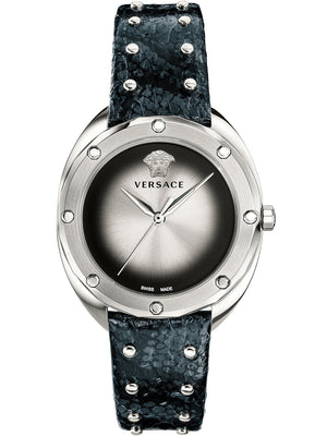 Versace Shadov Quartz Silver Dial Black Snake Leather Strap Watch for Women - VEBM00118 Authentic Buy Shop Now
