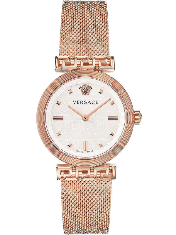 Versace Meander White Dial Rose Gold Mesh Bracelet Watch for Women - VELW00620 Authentic Buy Shop Now