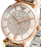 Emporio Armani Gianni T Bar Analog White Dial Two Tone Steel Strap Watch For Women - AR2076 Authentic Buy Shop Now