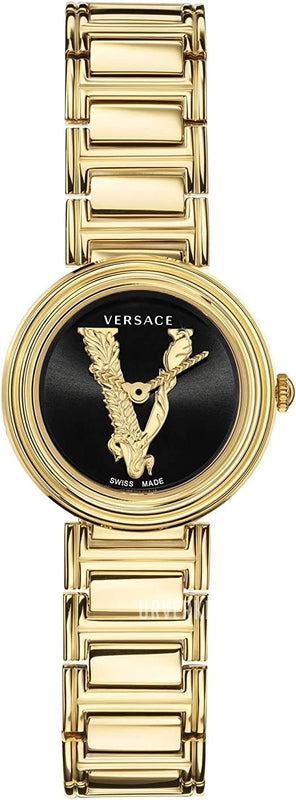 Versace V Virtus Quartz Black Dial Gold Steel Strap Watch For Women - VET300121 Authentic Buy Shop Now