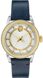 Versace Viamond Quartz White Dial Blue Leather Strap Watch For Men - VEPO00120 Authentic Buy Shop Now