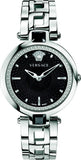 Versace Crystal Gleam Guilloche Black Dial Silver Steel Strap Watch for Women - VAN030016 Authentic Buy Shop Now