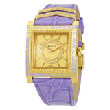Versace Day Glam Chronograph Gold Dial Purple Leather Strap Watch for Women - VQF040015 Authentic Buy Shop Now