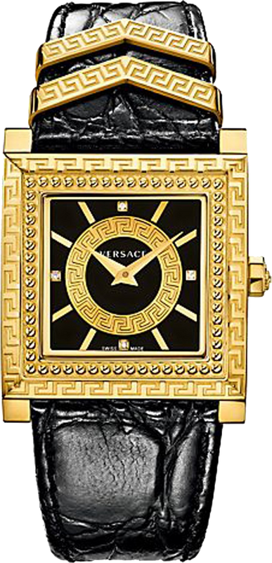 Versace VD-25 Diamonds Black Dial Black Leather Strap Watch for Women - VQF020015 Authentic Buy Shop Now