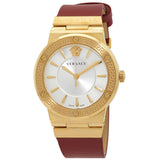 Versace Greca Silver Dial Red Leather Strap Watch for Women - VEVH00420 Authentic Buy Shop Now