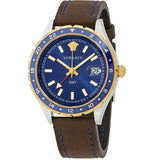 Versace Hellenyium GMT Blue Dial Brown Leather Strap Watch for Men - V11080017 Authentic Buy Shop Now