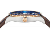 Versace Hellenyium GMT Blue Dial Brown Leather Strap Watch for Men - V11080017 Authentic Buy Shop Now