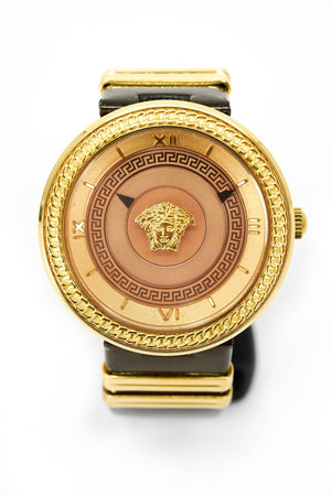 Versace V Metal Icon Gold Dial Brown Strap Watch for Women - VLC130016 Authentic Buy Shop Now