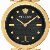 Versace Greca Meander Black Dial Black Leather Strap Watch for Women - VELW00420 Authentic Buy Shop Now