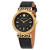 Versace Greca Meander Black Dial Black Leather Strap Watch for Women - VELW00420 Authentic Buy Shop Now