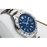 Versace Hellenyium GMT Blue Dial Silver Steel Strap Watch for Men - V11010015 Authentic Buy Shop Now